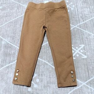 Girls camel Leggings with gold  Button Accents